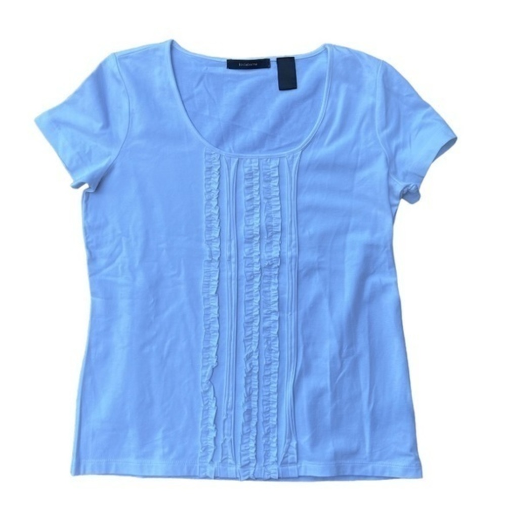 Liz Claiborne White Ruffle Top Size Small